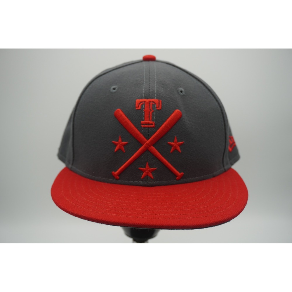 New Era 59FIFTY Texas Rangers Fitted Hat 7 1/2 Grey Red Crossed Bats MLB Cap